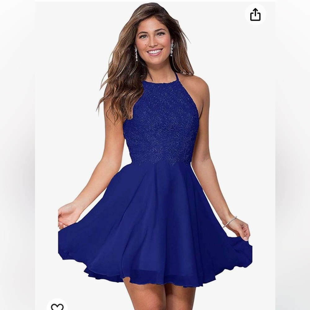 Alyce Paris woman’s homecoming short cutout navy prom lace chiffon dress sz 18